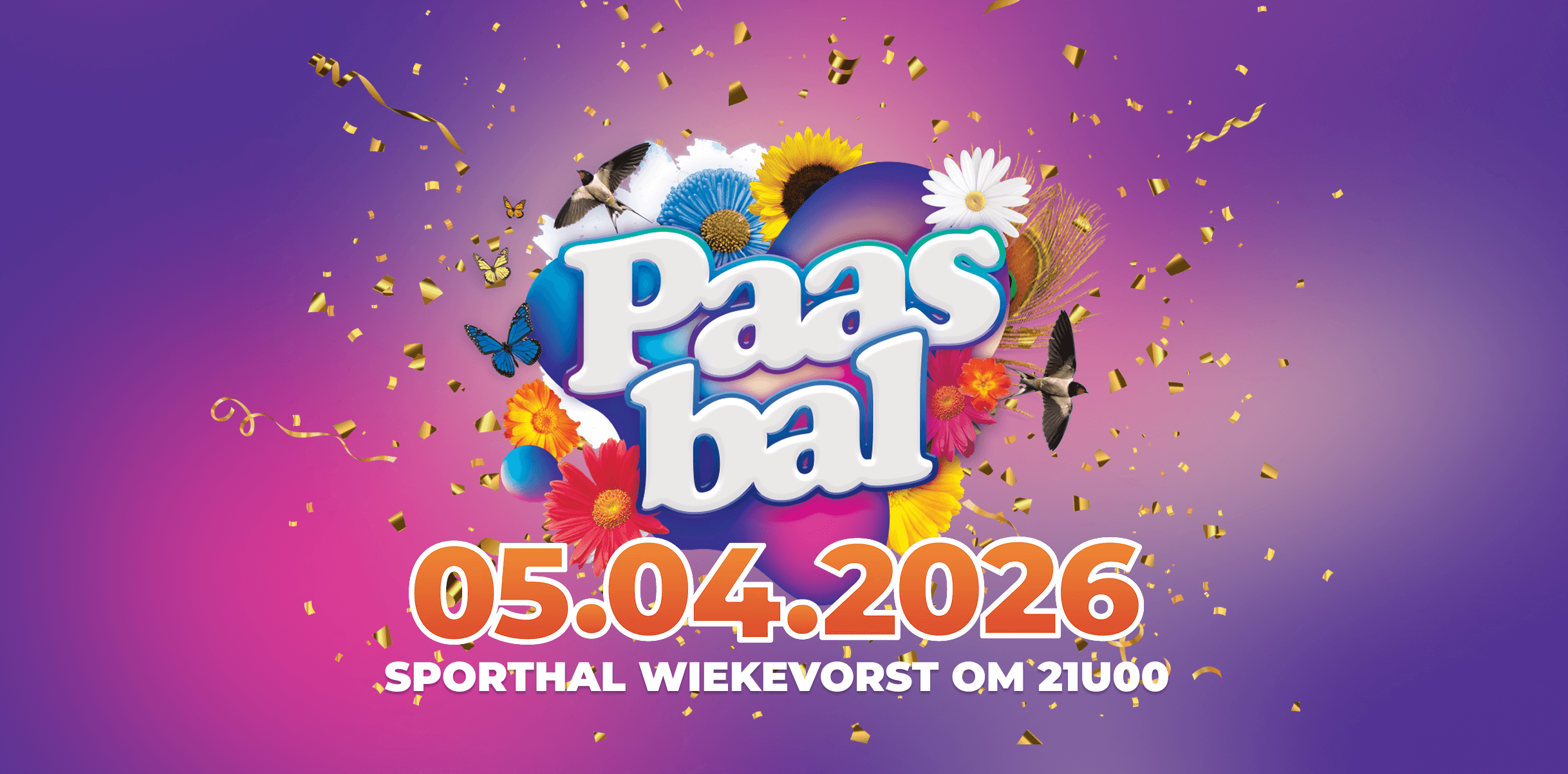 Paasbal 05 april 2026 Sporthal Wiekevorst om 21u00